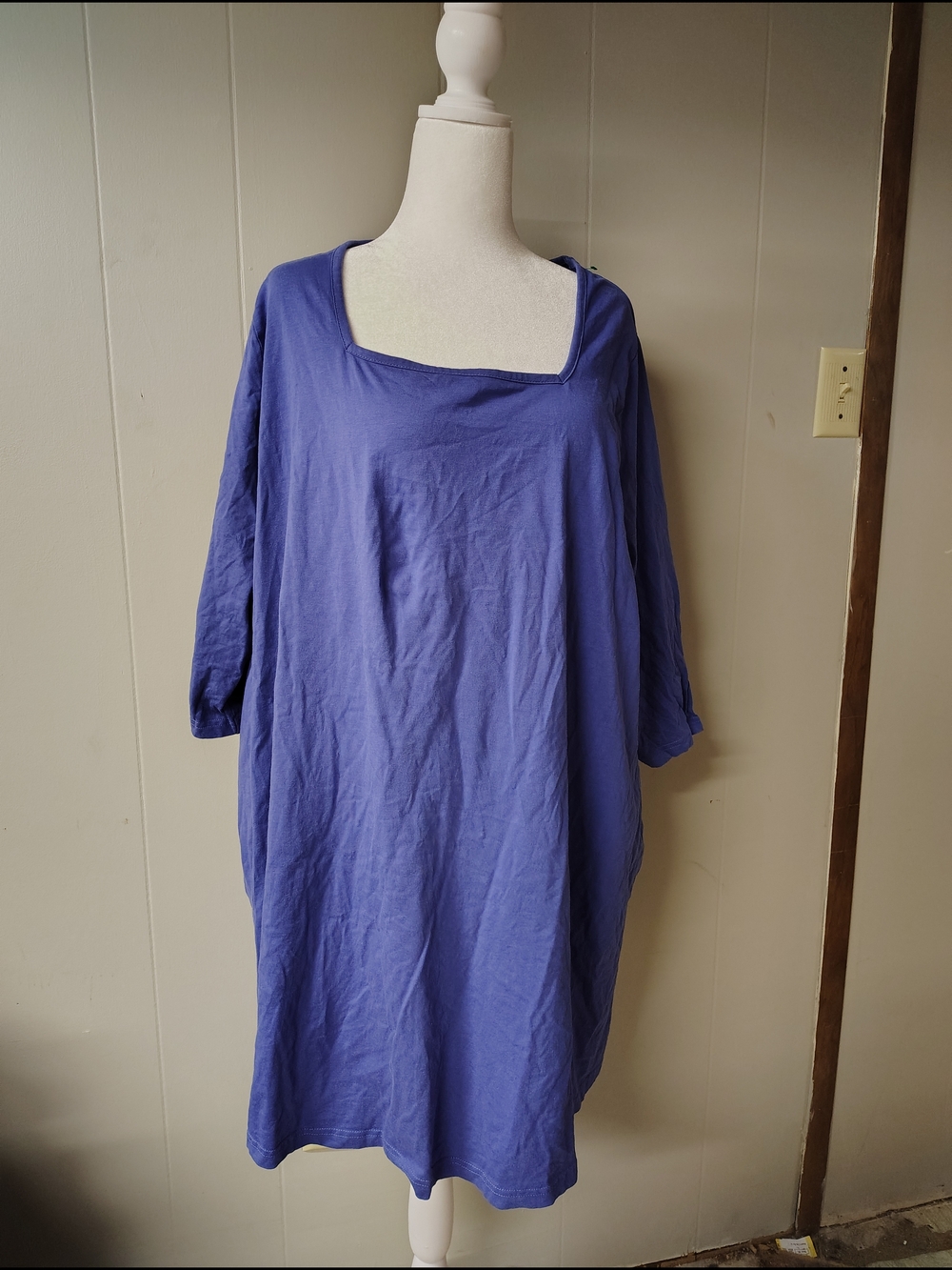 Ulla Popken Purple Short Sleeve Square Neck Tee